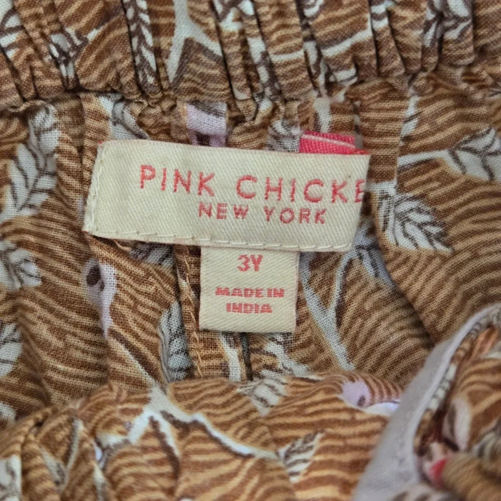 Pink Chicken New York Girls Floral Dolphin Shorts Tan Brown Tassel 3Y